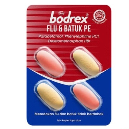 BODREX FLU BATUK Berdahak PE &amp; Batuk Tidak Berdahak Strip 4 Tablet - Obat Demam Pilek Batuk