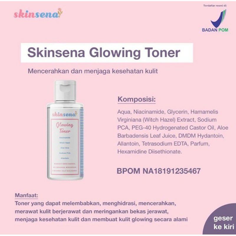 (Fullsize) SKINSENA Glowing Face Wash Toner Serum Cream Satuan dan Paketan
