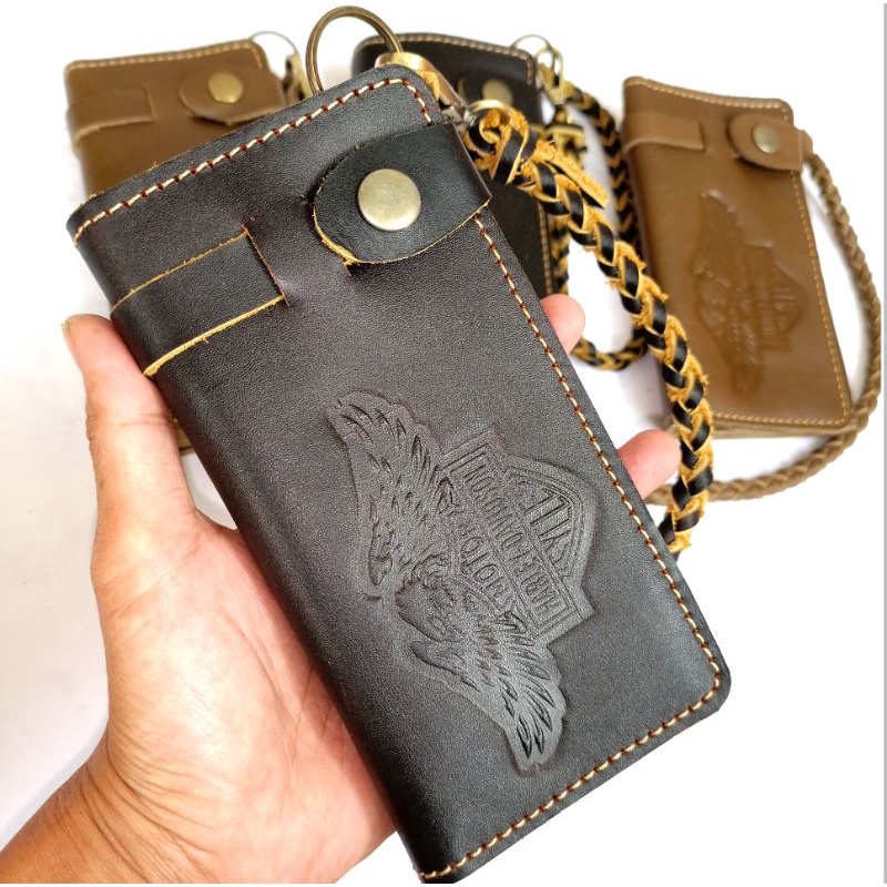 dompet panjang kulit asli Harley Davidson premium leader