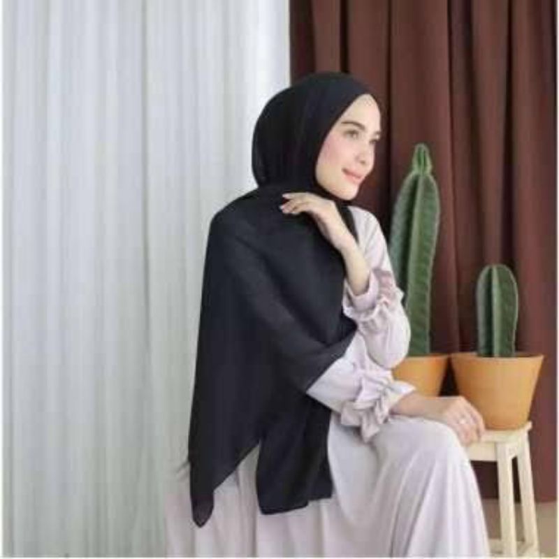 Pashmina Polos Tanpa Tali Pasmina Bahan Ceruty Baby doll