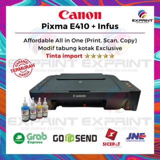 Printer Canon Pixma E410 Print Scan Copy Infus Tabung Box
