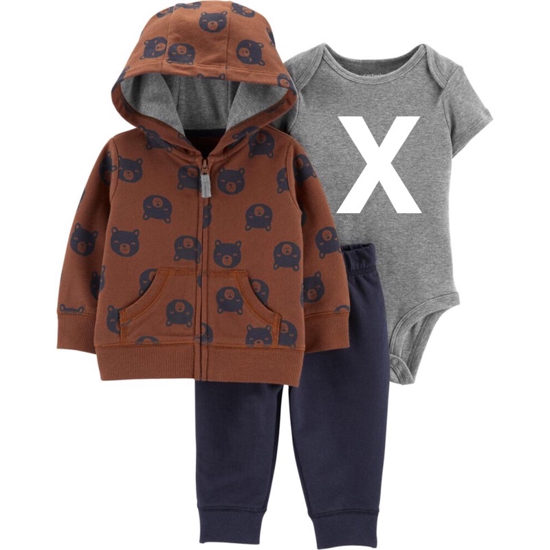 setelan jaket bayi laki laki crters-Coklat bear