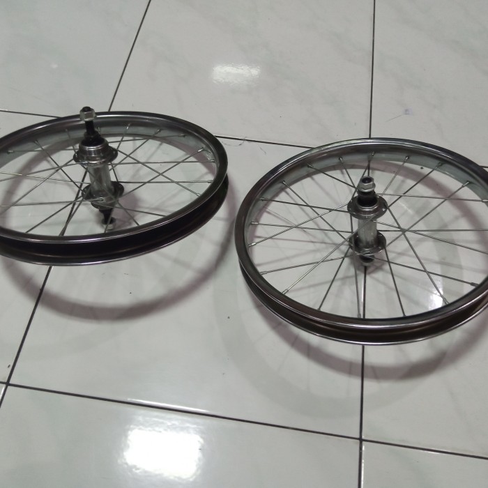 Roda Sepeda 16" murni velg / pelek + Ruji / jari jari + freehub nap 16