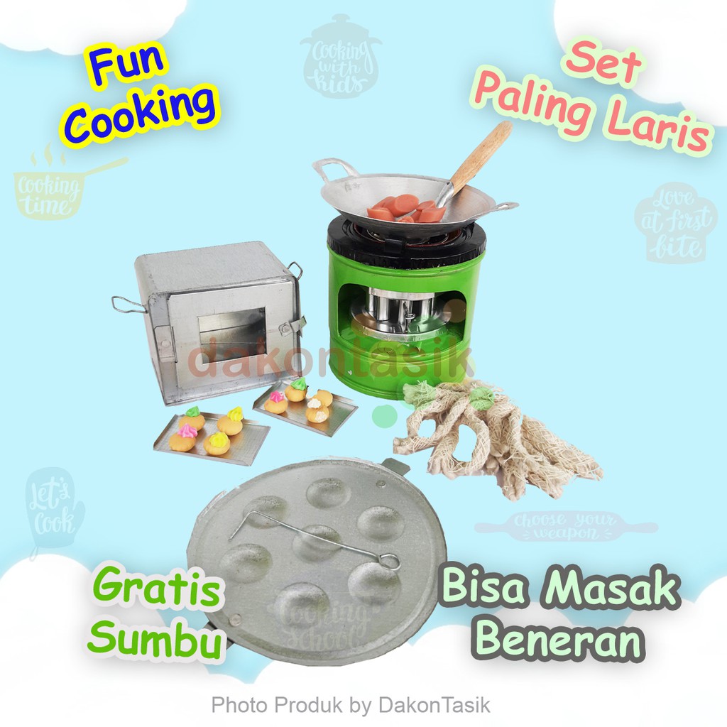 Alat Masak Mainan Anak-anak 1 Set Kompor Kuali Oven/Dandang Cetakan Telur