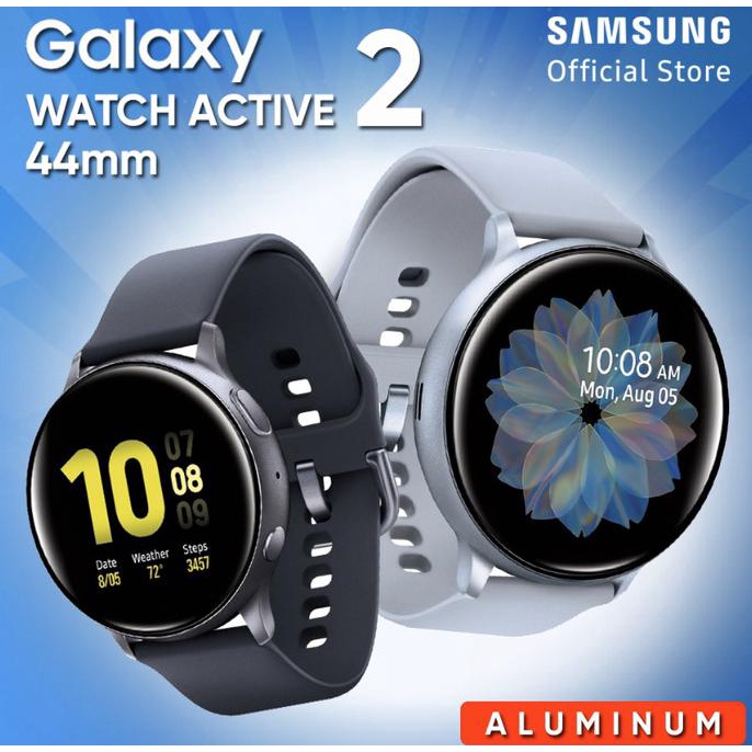 ( BISA COD ) SEIN resmi Samsung Galaxy Watch Active 2 44mm Aluminium Black Hitam - Biru Muda