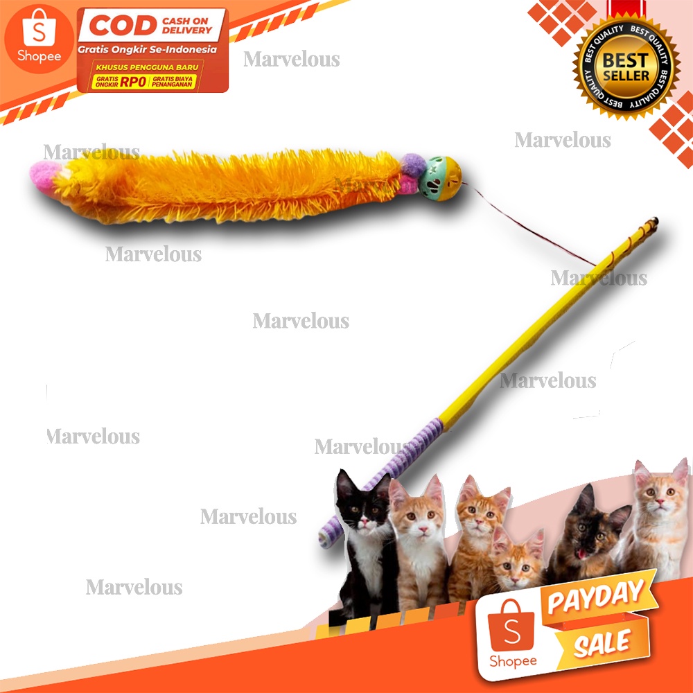 Mainan kucing Cat teaser / mainan kucing stik bulu / mainan lucu kucing tongkat kucing stik elastis
