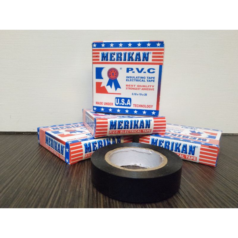 Isolasi Listrik PVC Hitam Merikan 20 Yard Vinyl Electrical Tape Untuk Otomotif Elektronik Termurah