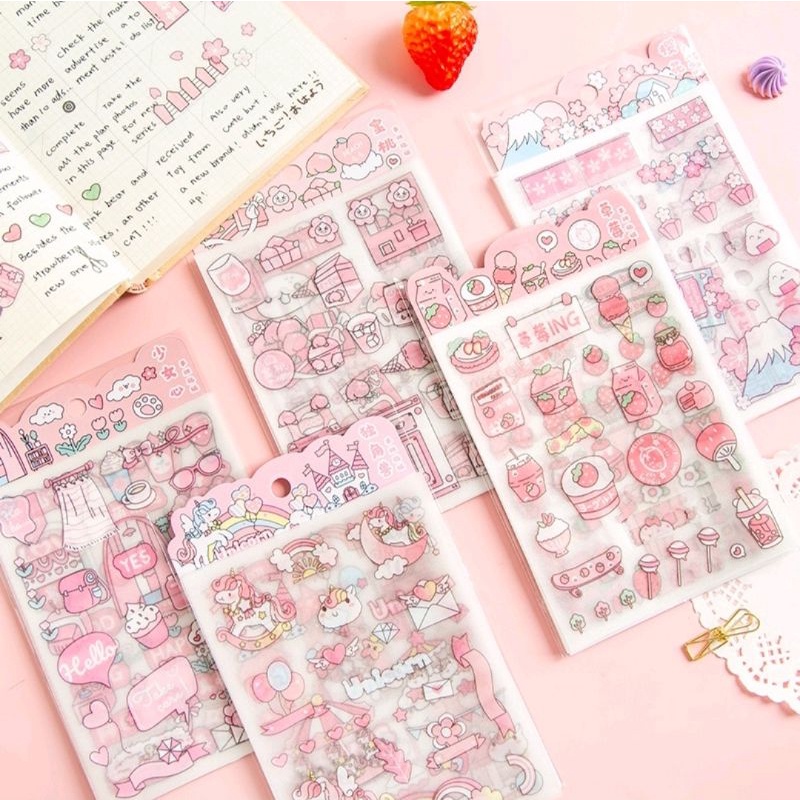 

Kpop Korean washi Frosted PET Stationery Decoration Sticker Girl Handbook Diary DIY Material scrapbook