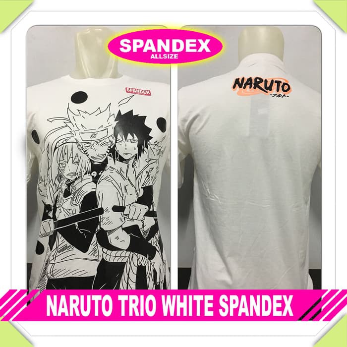 kaos distro kartun NARUTO TRIO WHITE - Putih, L