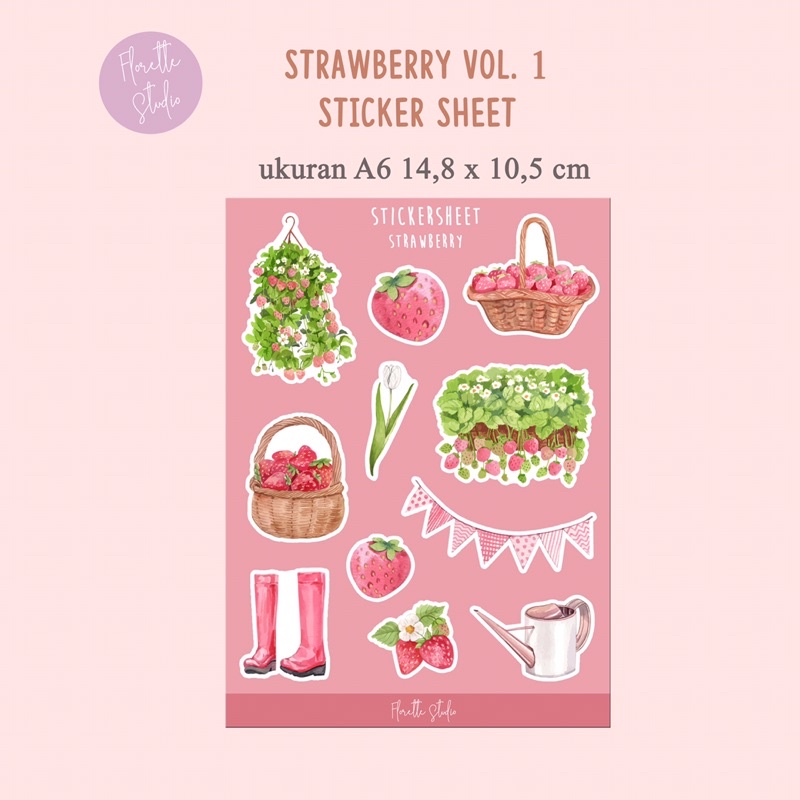 

[florettestudio] Strawberry Sticker Sheet Kiss Cut