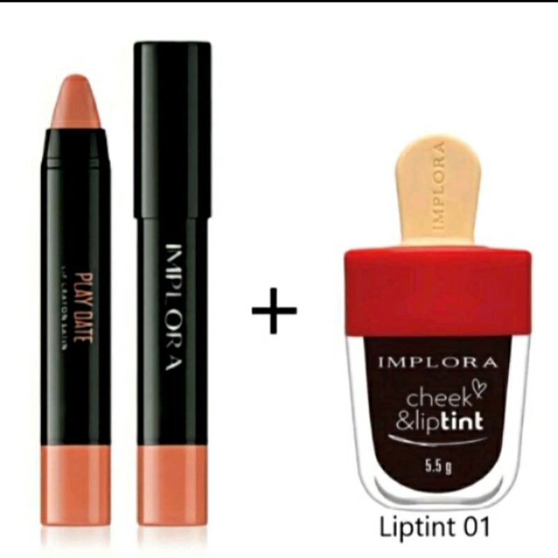 1 SET OMBRE IMPLORA LIP CRAYON SATIN PLAY DATE + LIPTINT 01 VAMPIRE BLOOD