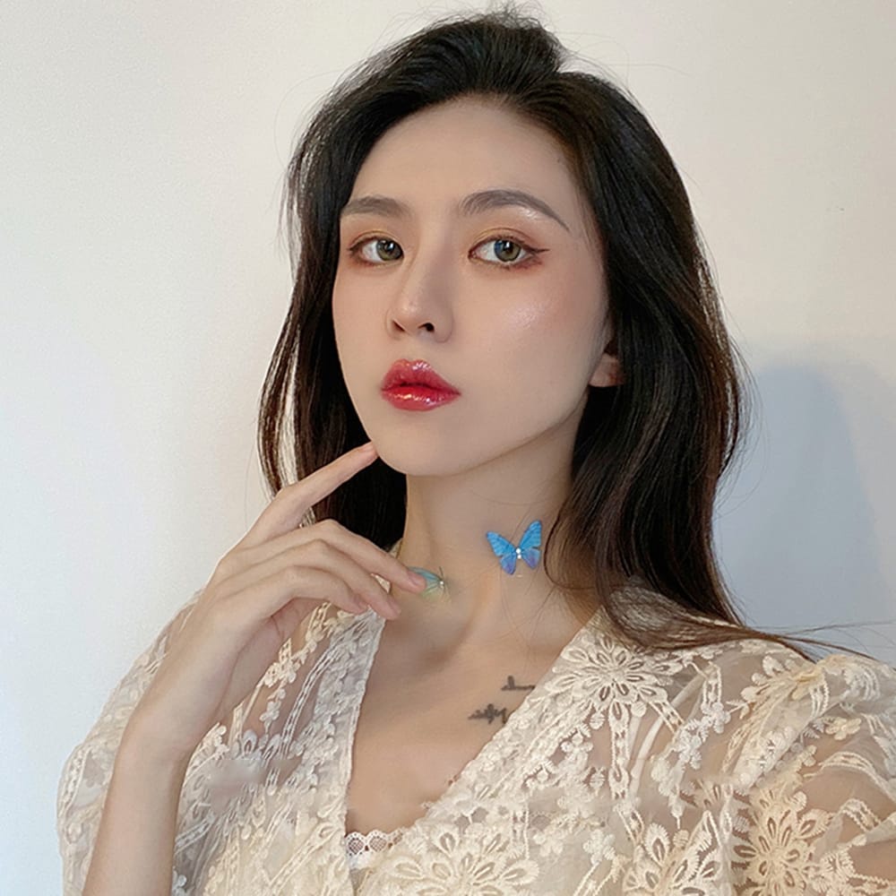 Rantai Klavikula Kalung Kupu Kupu Korea Choker