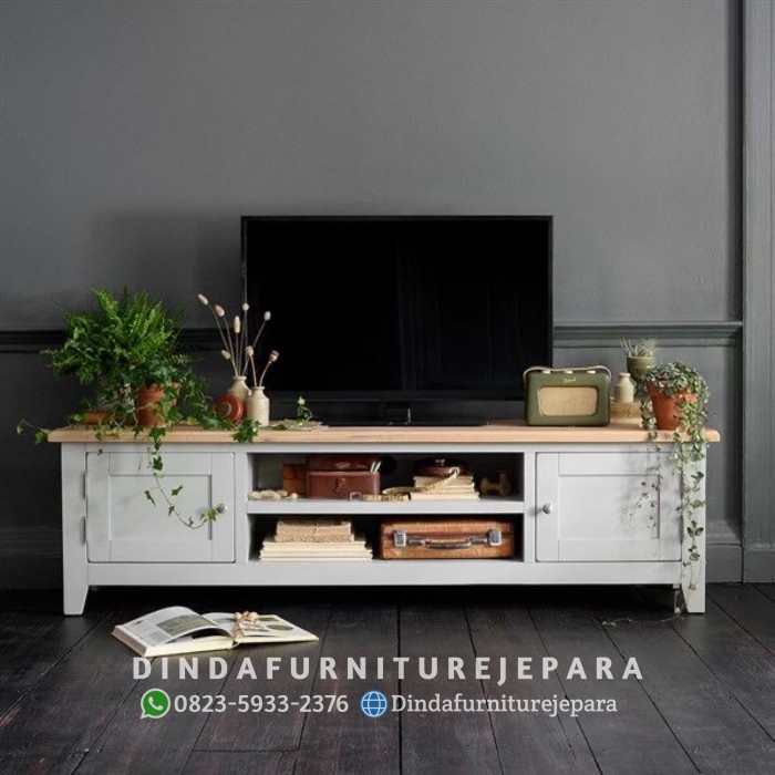 Meja tv modern minimalis duco putih