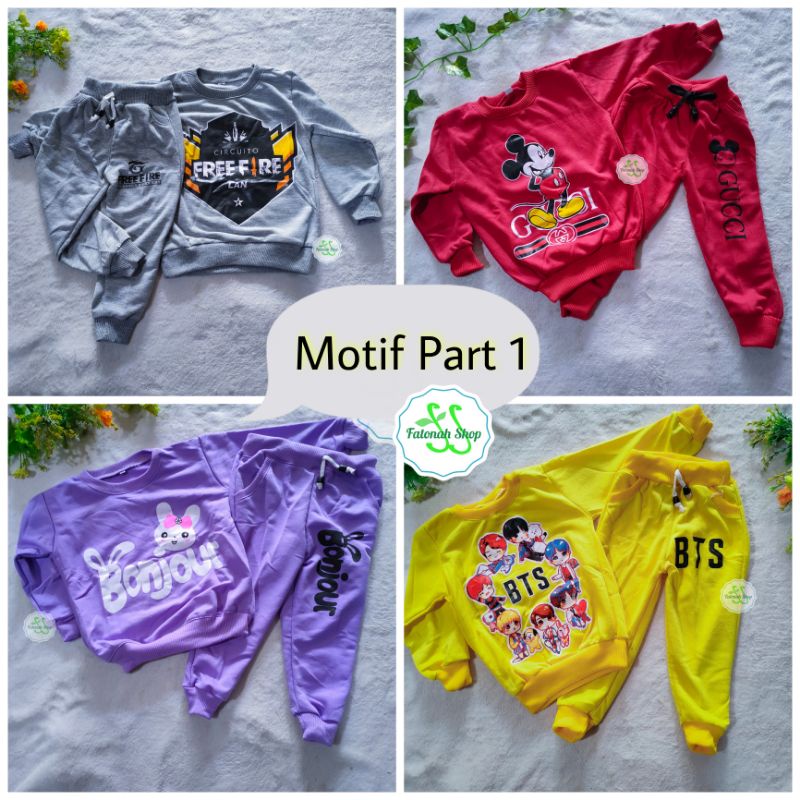 Setelan joger anak 1 2 3 4 5 tahun bahan premium murah jogger terlaris terbaru cewek cowok perempuan laki laki ( setelan jogger anak ) bts bt21 hellokitty ungu pink PART 1 Fatonah Shop