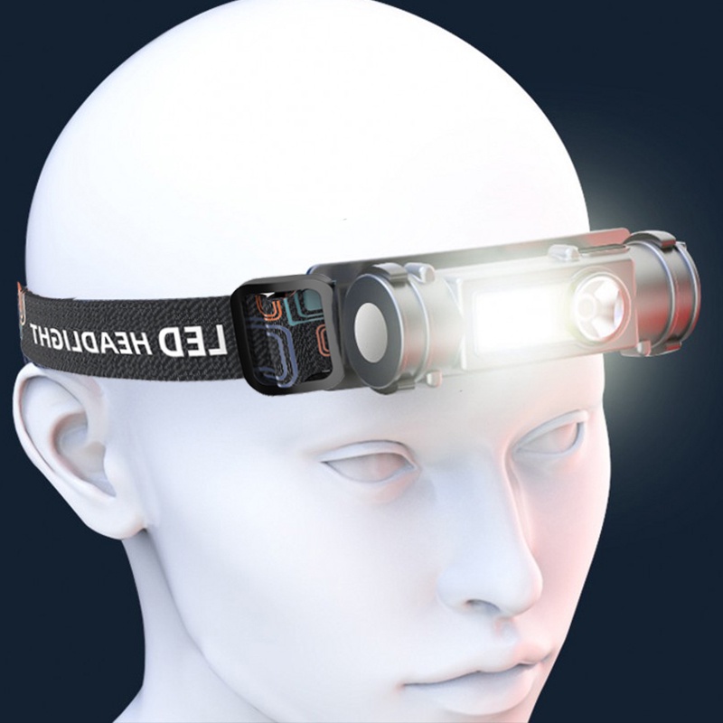 Outdoor LED Head-mounted Strong Light Flashlight With Magnet / USB Rechargeable Waterproof Headlight