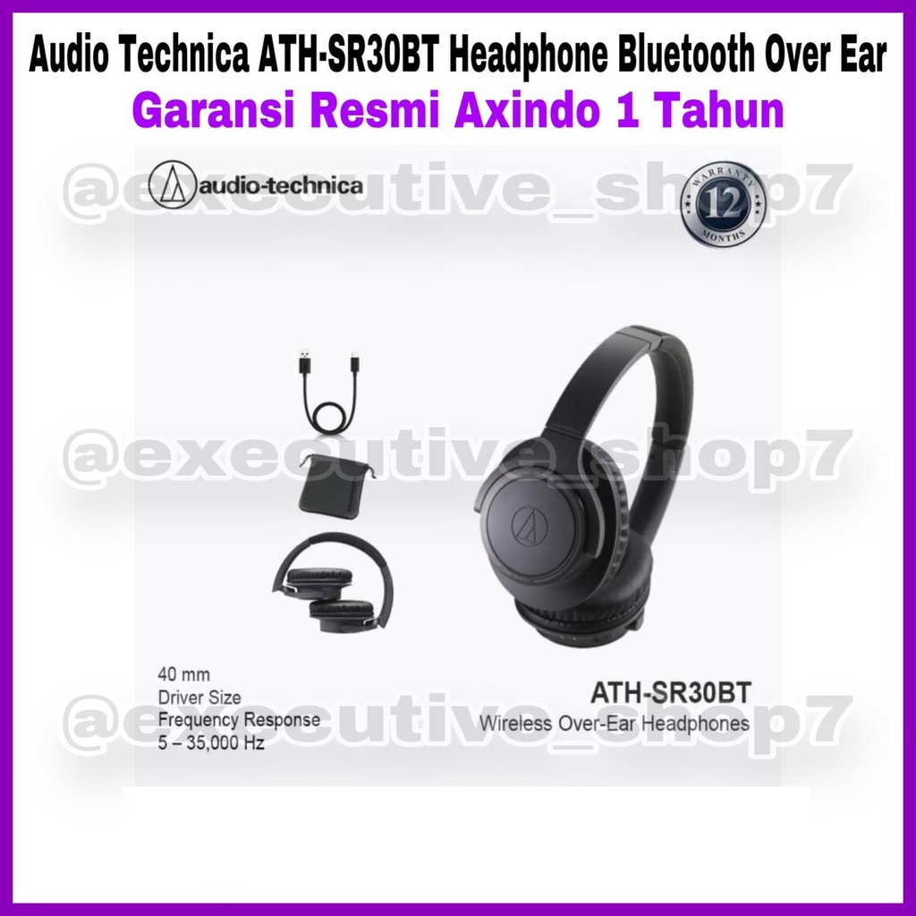 Audio Technica ATH-SR30BT Headphone Bluetooth Over Ear Garansi Resmi Axindo 1 Tahun