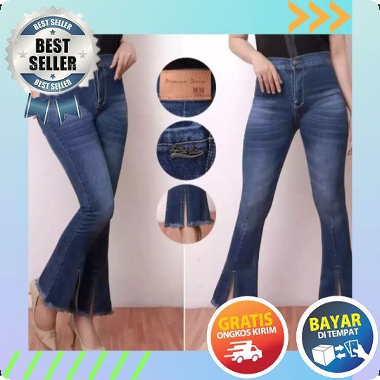 Terbaru Celana Jeans Kulot Wanita Kekinian Sobek Tidak Tembus Bawah Rawis/Celana Jeans Kulot Wanita 