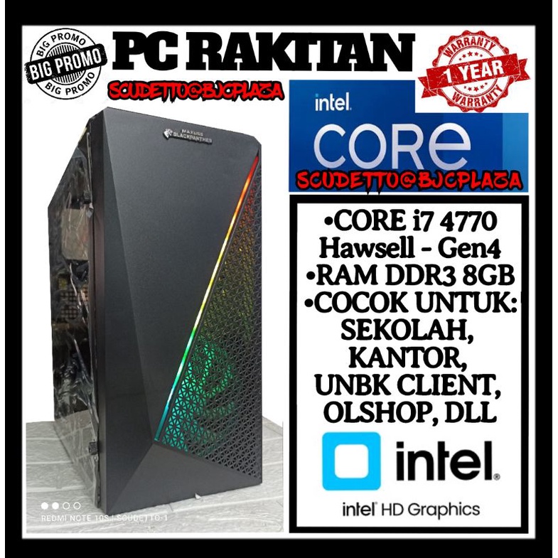 PC RAKITAN CORE I7 4770 - CORE I5 4570 / RAM 8GB / HDD 500GB / HASWELL - GEN4