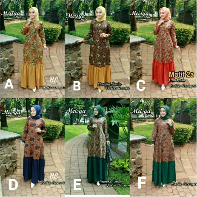 Gamis batik meisya style rempel bawah