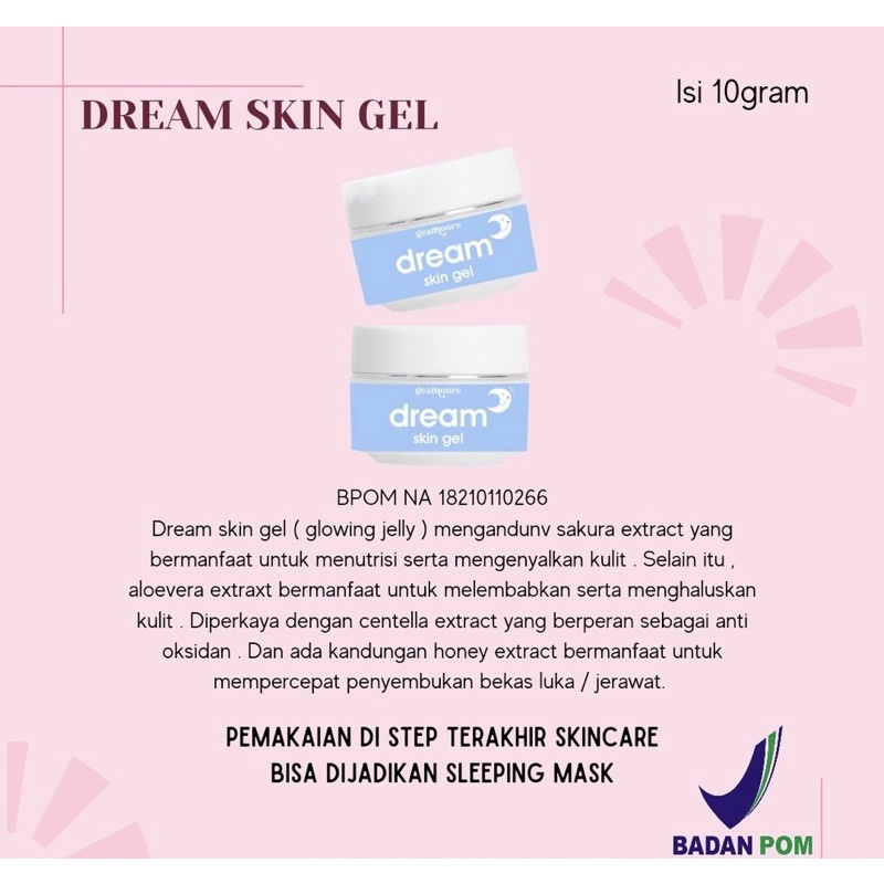 BPOM DREAM SKIN GEL GEAMOORE GLOWING JELLY GLOWING GEL