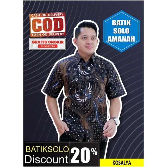 KOSALYA KEMEJA BATIK SOLO PRIA LENGAN PENDEK FULL FURING ATASAN BAJU PREMIUM MODERN BATIK INDONESIA 