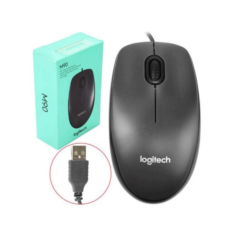 Mouse Usb Optical Logitech B100, M90 Optical Wired USB Original Garansi Resmi