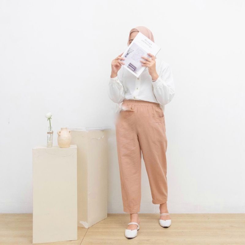 celana wanita katun linen premium/kulot linen rami/celana harem/harem pants linen/celanan linen rami