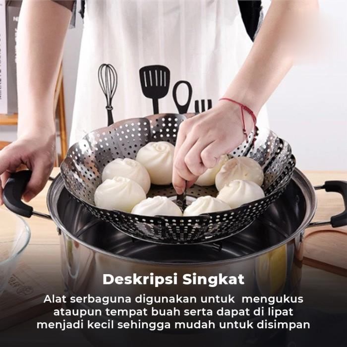 Tatakan Kukusan Stainless 17cm - 26cm sedang Steamer Alas Kukus Lipat