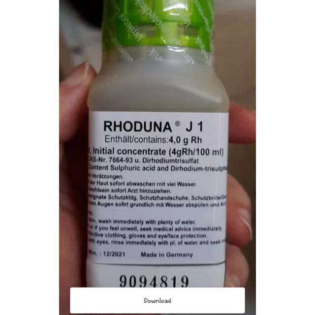 Rhoduna J1 (25ml) | Rhodium Plating 25MLBahan Pelapisan Emas & Perhiasan Premium