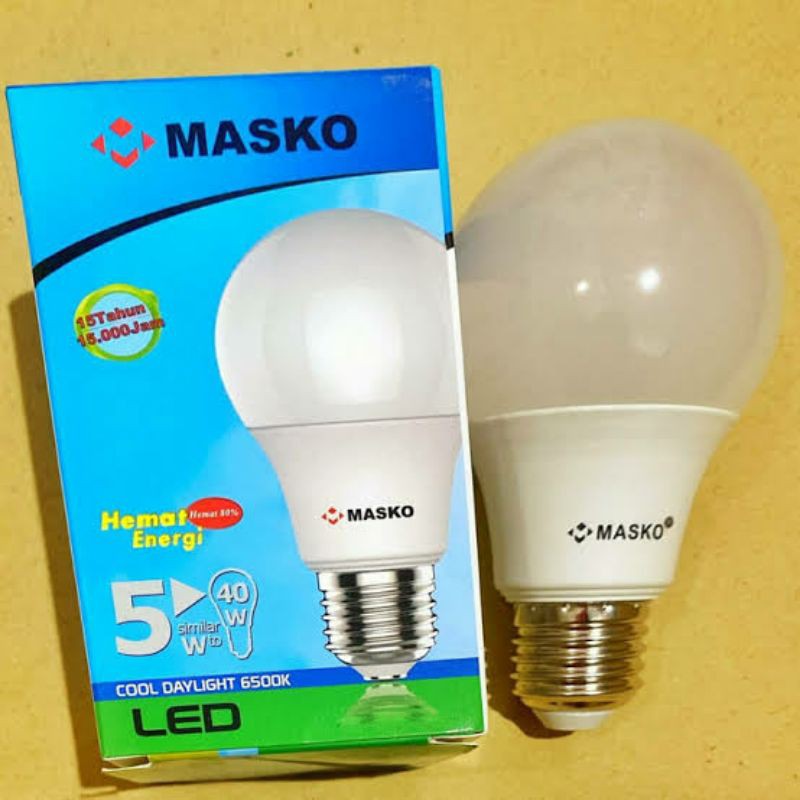 Lampu Bohlam Bulb LED MASKO 5W 5 Watt Putih Cool Daylight