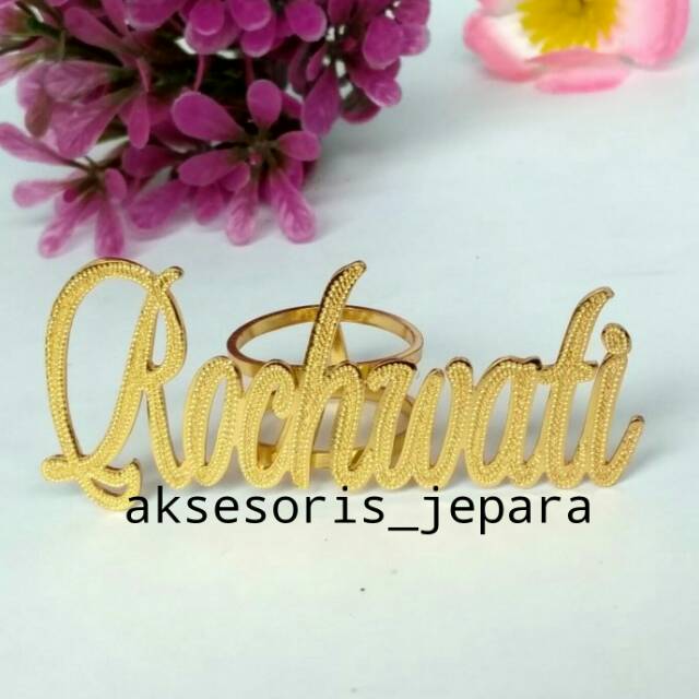 Bros Cincin Ukir Nama Lapis Emas Pin Nama Pin Hijab Aksesoris Krudung Pin Custom Nama Bros Hijab