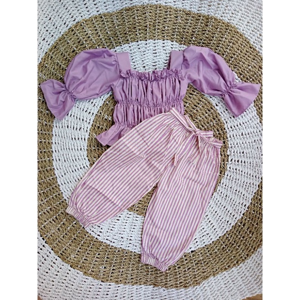 ollin set crop Lilac baju anak setelan baby dress Newborn baju import bayi