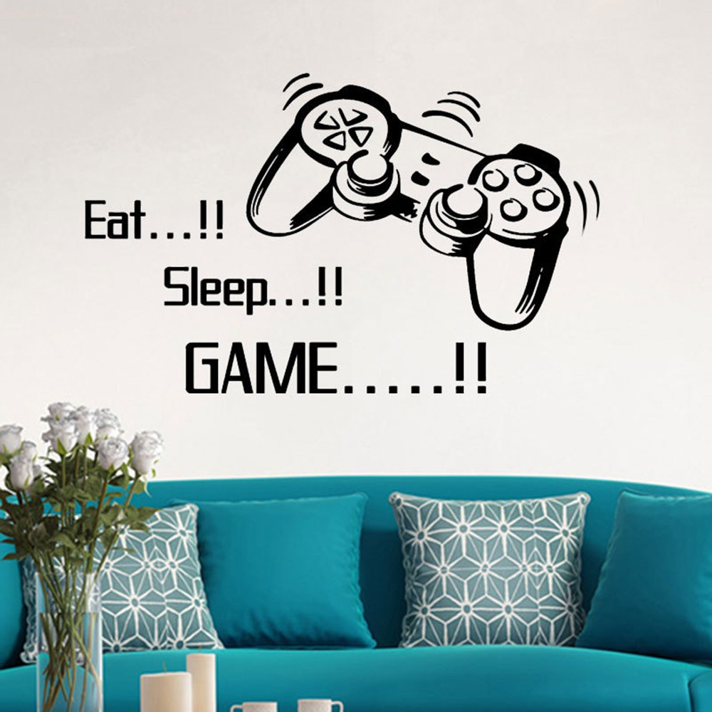  Stiker  Dinding Tulisan Eat Sleep Game untuk Kamar Tidur 