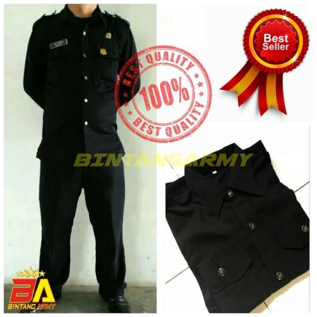 Seragam Safari Panjang Hitam / Baju Satpam / Baju Supir