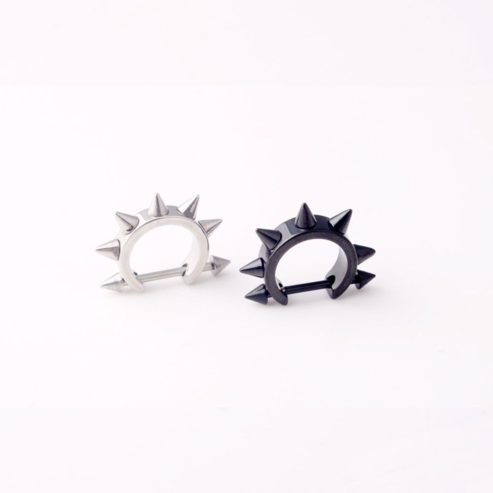 Anting Stud Bahan Titanium Steel Bentuk Kerucut Untuk Pria