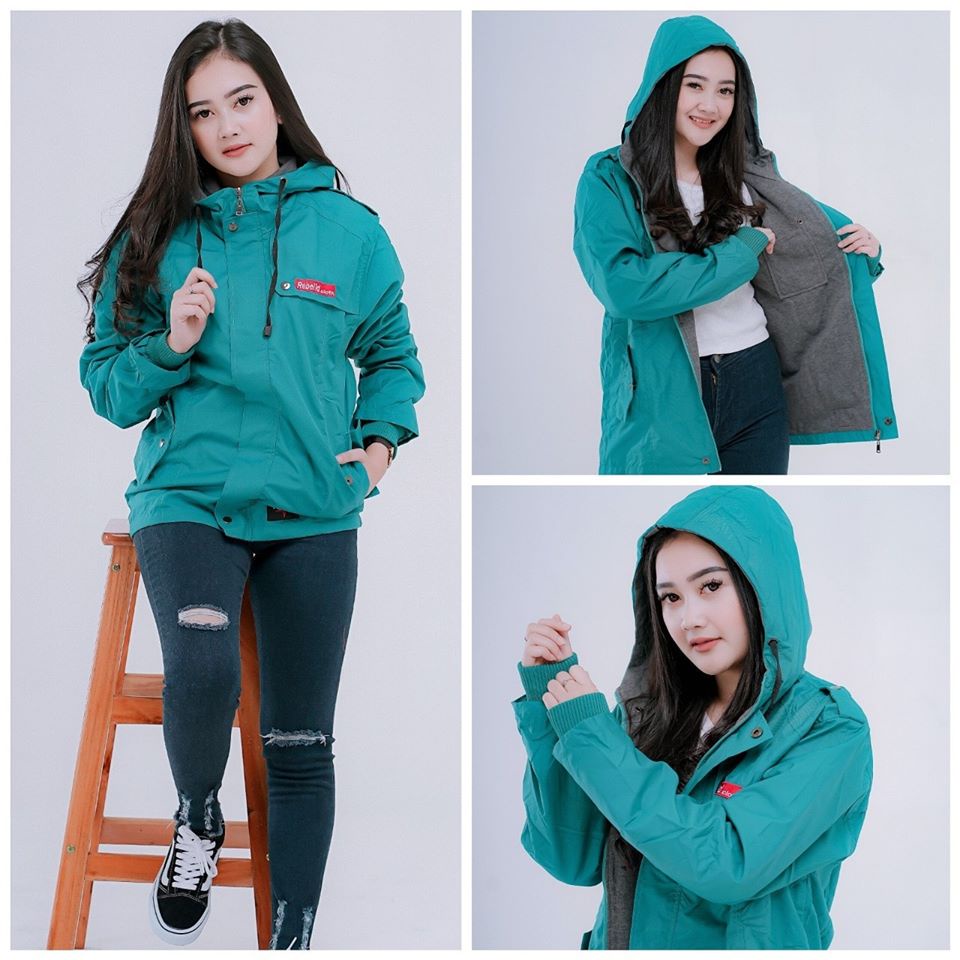 JAKET PARASUT WANITA ANTI AIR TEBAL JACKET BOMBER CEWEK KOREA KEREN OUTDOOR ORIGINAL-8