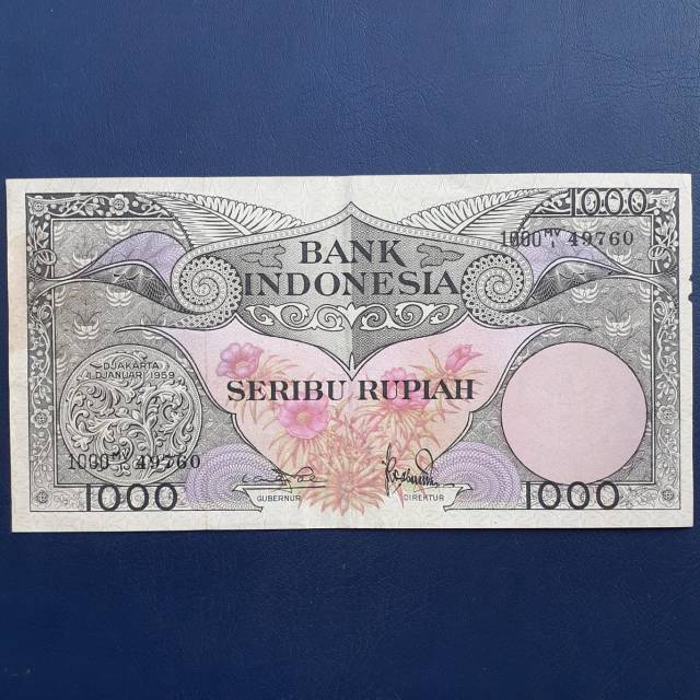 Uang Kuno Lama 1000 Rupiah Bunga Tahun 1959 #Bekas