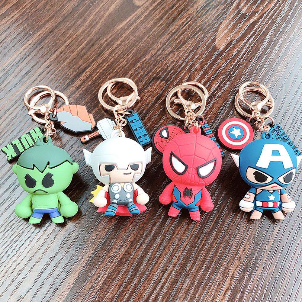 Augustina Marvel's The Avengers Keychain Pendant Perhiasan Iron Man Miniatur Captain America Gantungan Kunci Mobil Key Ring