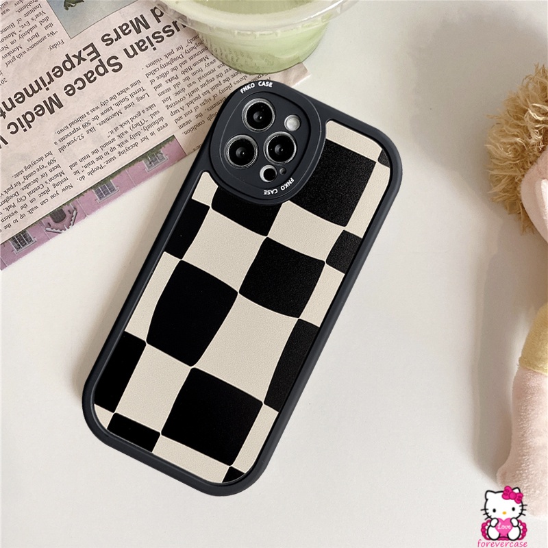 Case Kotak-Kotak Hitam Merek Trendy Realme C53 C55 10 Pro Plus C30 C35 C31 C25Y C21Y C12 C25s 6i 8i C21 C25 C15 C11 7i 9i 5s 6s 5 8pro 7 6 C17 C20 8 C3 Lensa Oval Soft Cover