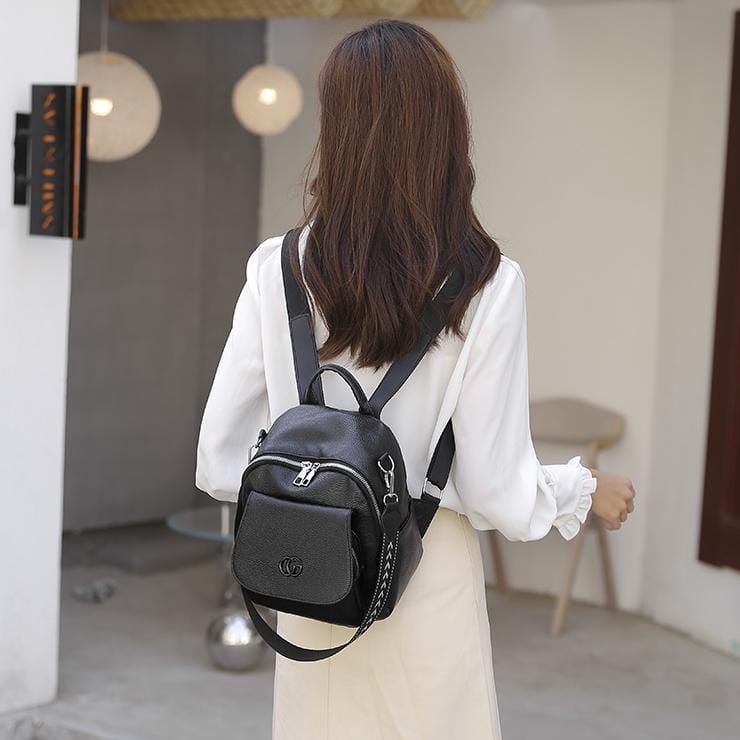 BJ57794 - BLACK/BROWN - TAS RANSEL WANITA FASHION IMPORT MODIS ELEGAN TERMURAH TERLARIS TERBARU BAGSTORE JAKARTA TAS BATAM CR7794