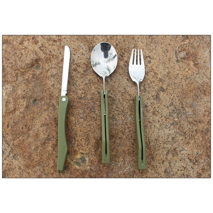 Sendok Garpu Pisau Lipat Yougle Folding Spoon Camping Tools Set Makan