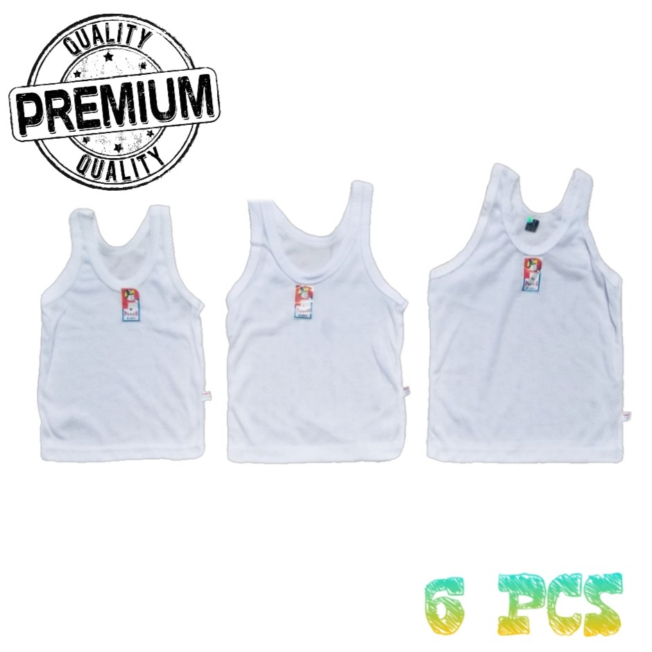 6 PC Kaos Anak Kaos Dalam Adem POWER KIDS Singlet PUTIH