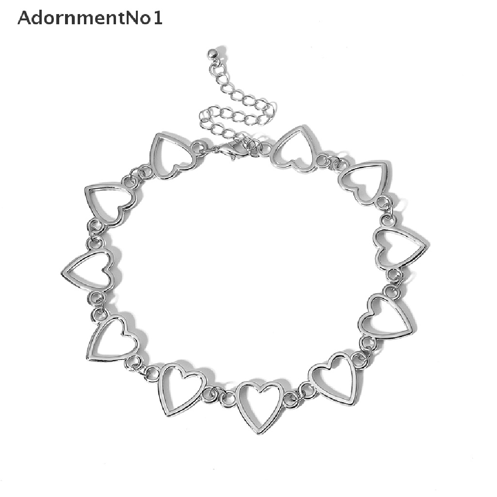 (AdornmentNo1) Kalung Choker Rantai Pendan Hati Hollow Gaya Punk