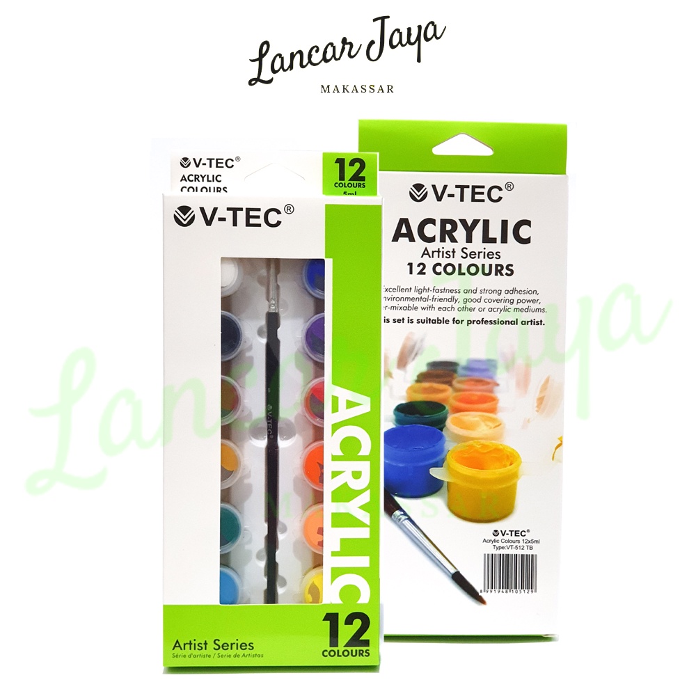

Cat Akrilik Acrylic Colours V-TEC VTEC VT - 512 TB 12 warna x 5 ml