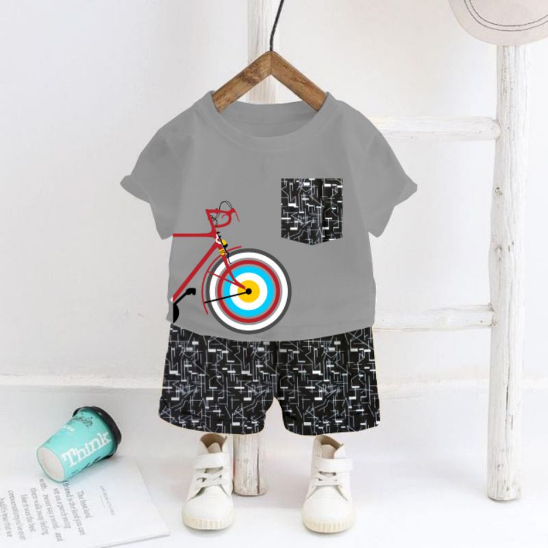 SETELAN ANAK MURAH / SETELAN ANAK COWOK MURAH / SETELAN ANAK LAKI MURAH / BAJU ANAK MURAH / SETELAN BERMAIN ANAK-ABU