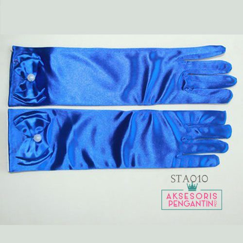 [BISA COD] AKSESORIS PESTA SARUNG TANGAN ANAK WEDDING GLOVES TEBAL BIRU STA010