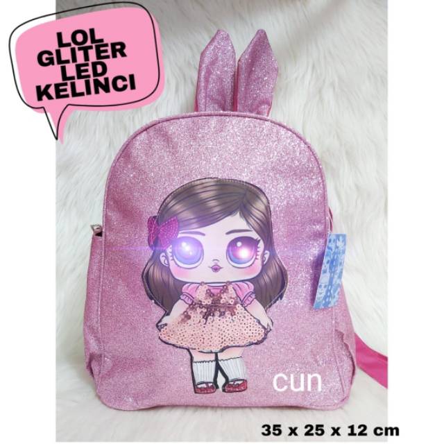 Tas gendong LOL GLITTER LED + MUSIK