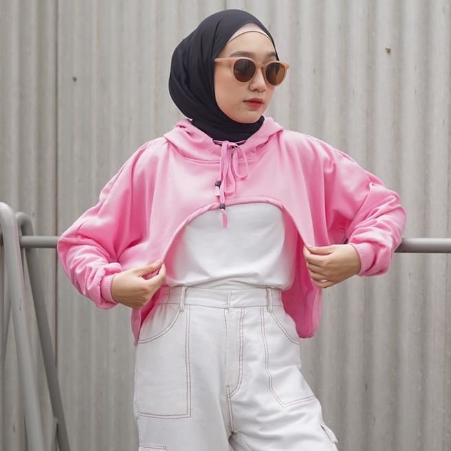 Crop Top Overisize - Oversize Crop Wanita