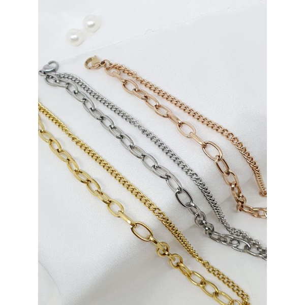 gelang titanium double layer anti karat&amp;alergi
