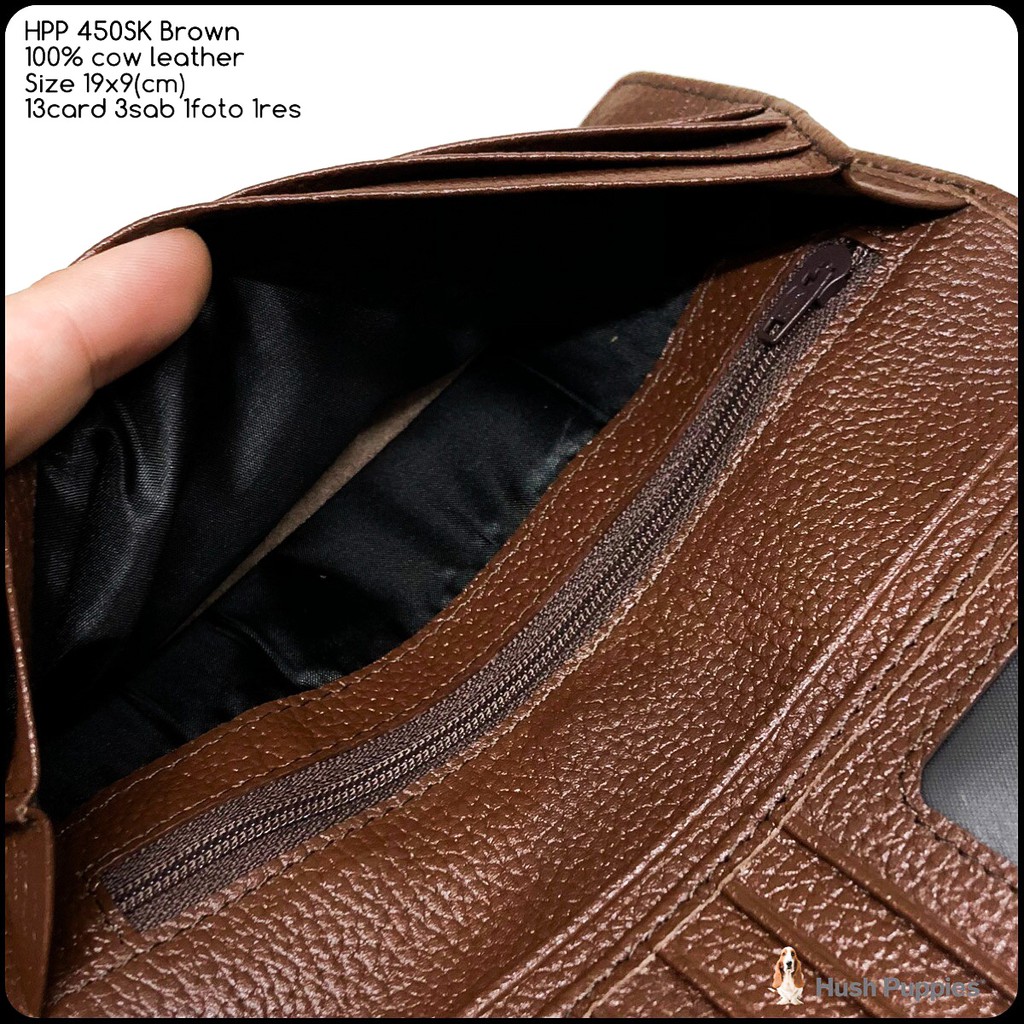 Dompet pria hushpuppies 450sk classic brown kulit sapi asli premium mirror quality